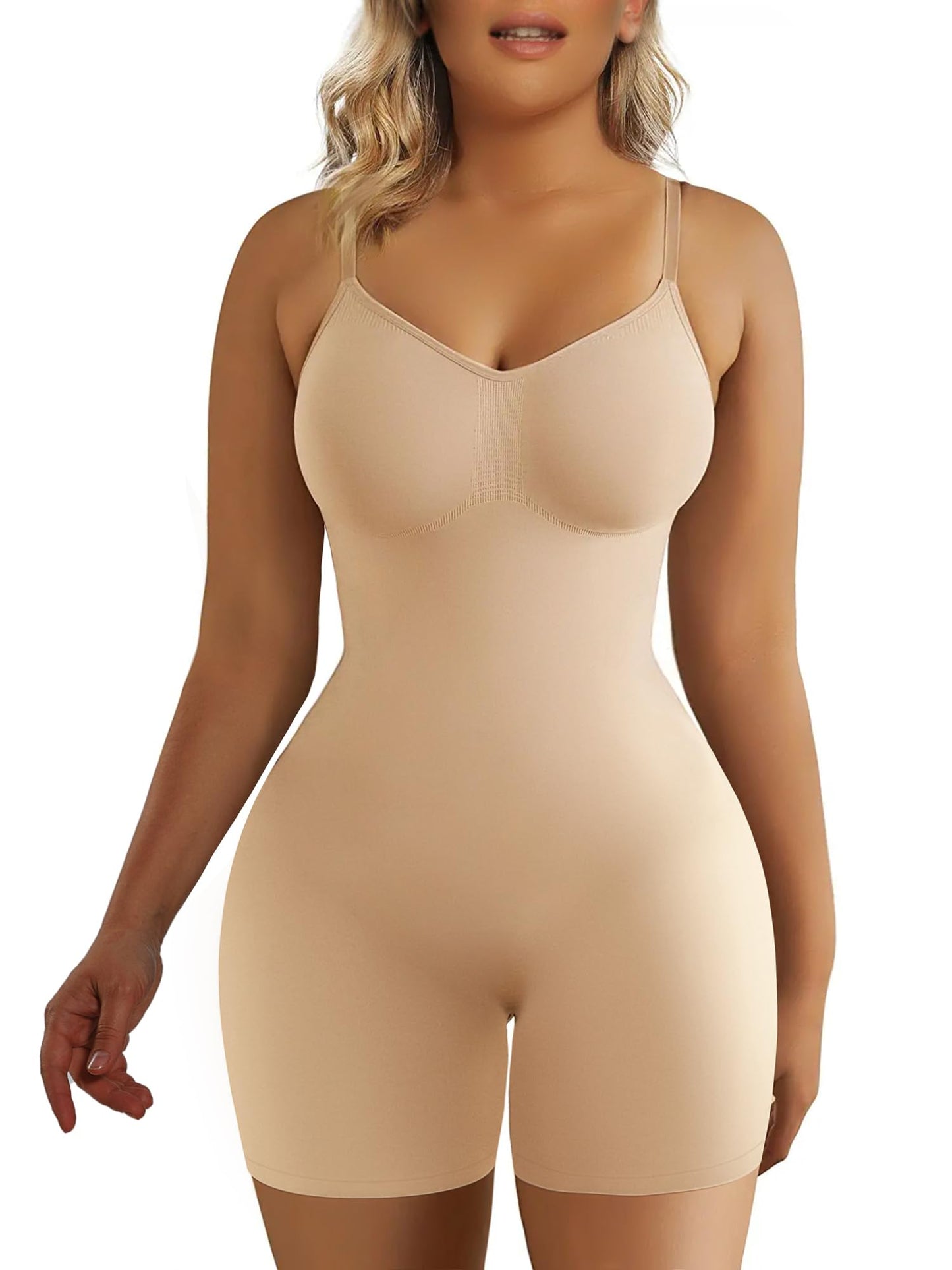 SHAPERX Bodysuit for Women Tummy Control Shapewear Seamless Sculpting Mid Thigh Body Shaper Tank Top