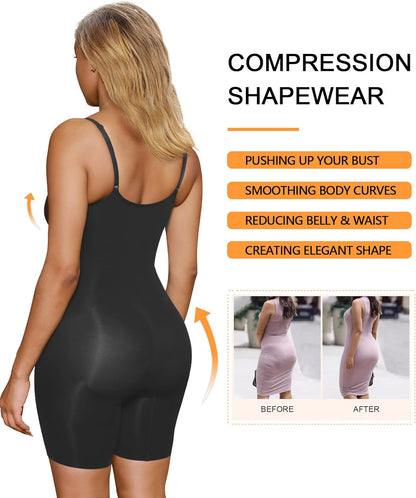 SHAPERX Bodysuit for Women Tummy Control Shapewear Seamless Sculpting Mid Thigh Body Shaper Tank Top